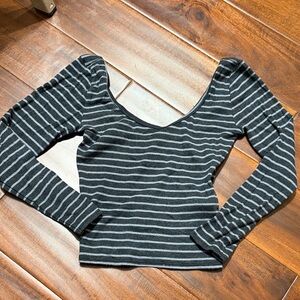 Hollister Black and Gray Striped Top